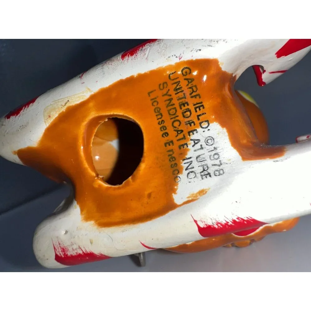 Vintage 1978 Garfield The Cat Skiing Ceramic Christmas‎ Ornament Xmas Decor Cats